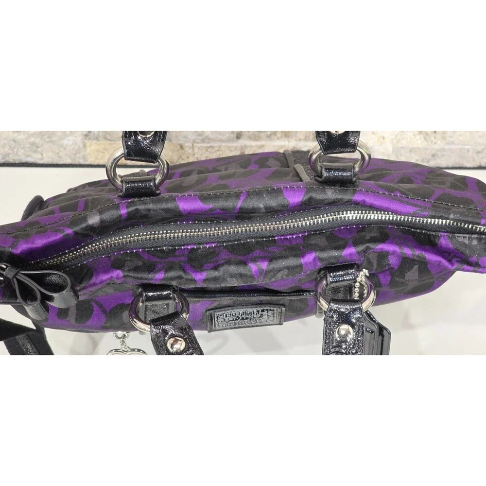 Coach Y2K Poppy Daisy Ocelot Glam Tote Purple Leopard Print Glitter Indie Sleaze - Picture 6 of 16